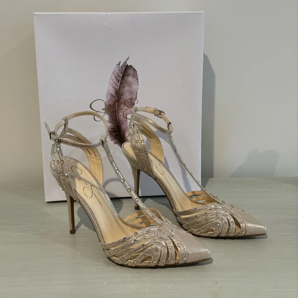 Jessica Simpson JS-WISATA2 shoes champagne shimmer size 8.5 - Picture 1 of 8